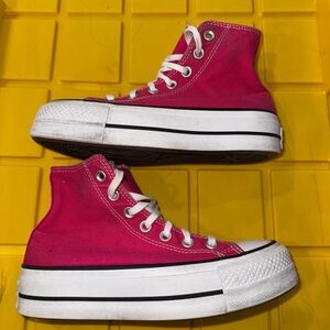 Pink High-Top platform Canvas Sneakers